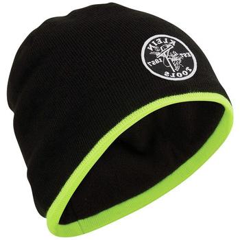 HATS | Klein Tools Knit Beanie - One Size, Black/High Visibility Yellow